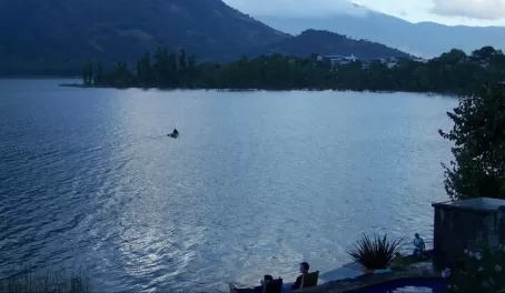 Hotel pool and Lake Atitlan