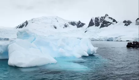 Large ice formations in Antarctica. Don't get too close, they can roll!