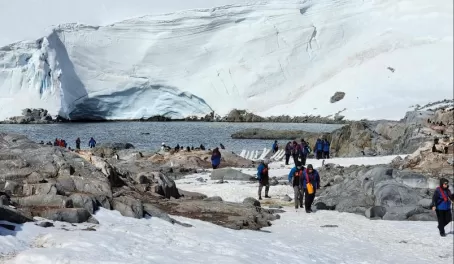 A typical landing in Antarctica involves many people, many penguins, and avoiding the guano!