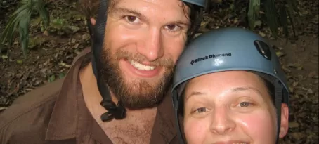 Sweaty and happy after rappelling in to the Black Hole