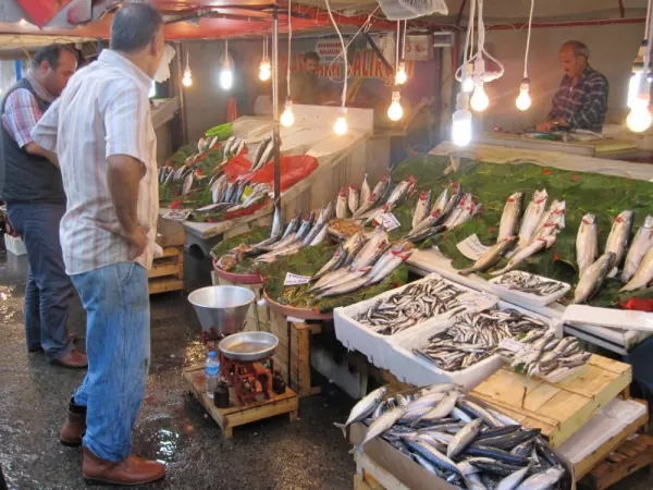Fish market at Karakoy, near the Galata Bridge (Istanbul)