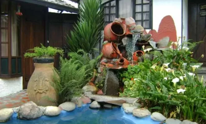 Water features add to the serene setting