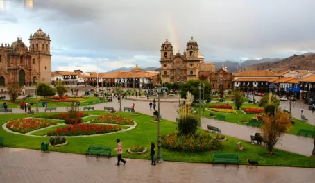 Overlooking the Plaza de Armas, Cusco - double rainbow 