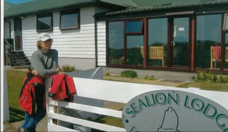Helen Hall at sea Lion  Island Lodge