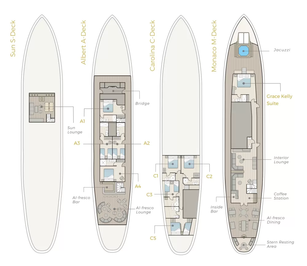Grace yacht Deck plan