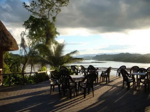 Soak in the views of the Napo River from the dining deck