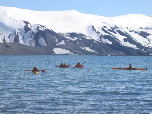 Sea kayaking in Deception Island during Antarctica tour