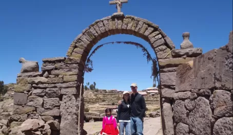Sharing a moment with a local girl near Lake Titicaca