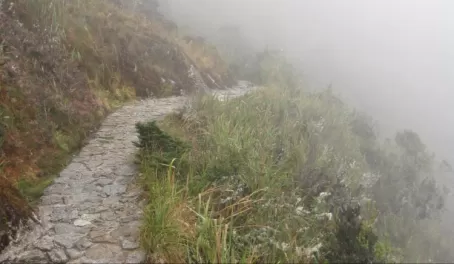 Hiking through misty clouds