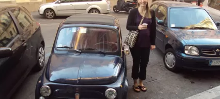Cool Car in Rome, Italy on our way to the Colosseum