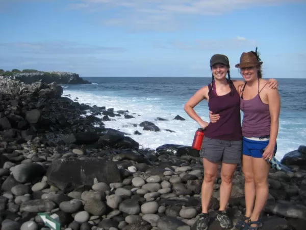 Travelers enjoying their Galapagos adventure near Punta Suarez, Espanola