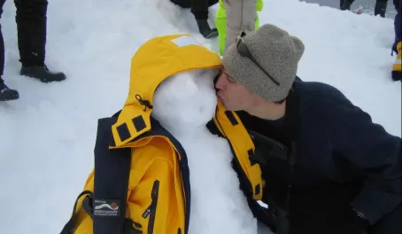 Making a new friend in Antarctica