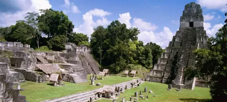 The central acropolis of the Maya ruin site Tikal