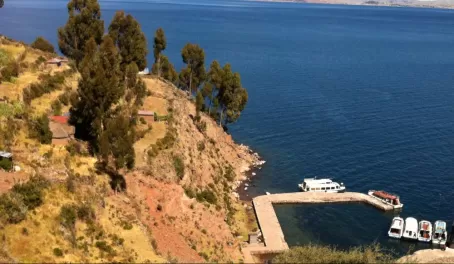Hiking down to the boat dock on Taquile Island