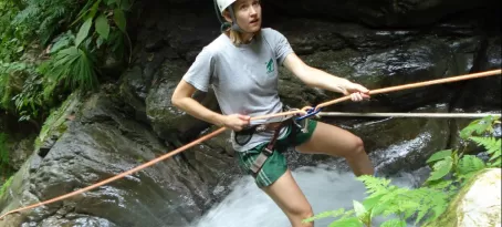 Waterfall rappel in the Costa Rica jungle