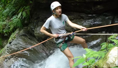 Waterfall rappel in the Costa Rica jungle
