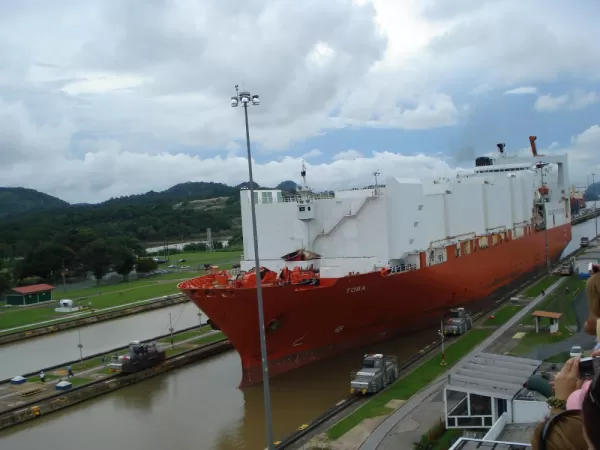 Ship in the locks of the Panama Canal