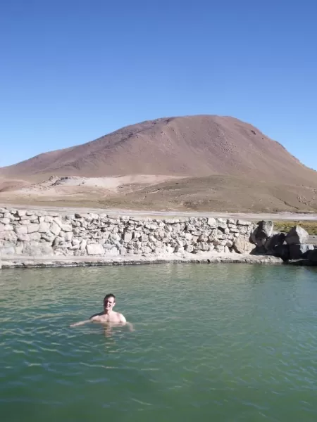 Swimming in hot springs in the Atacama Desert