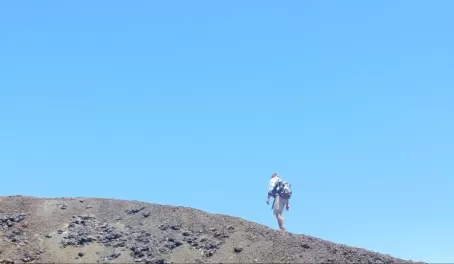 Hiking up the volcano