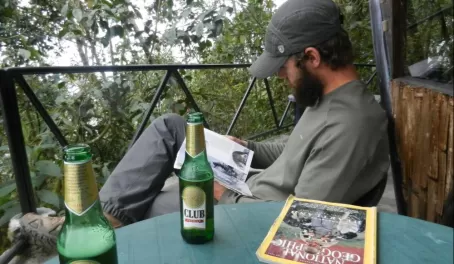 Relaxing with a cold beer and a book at Bellavista Cloud Forest Reserve