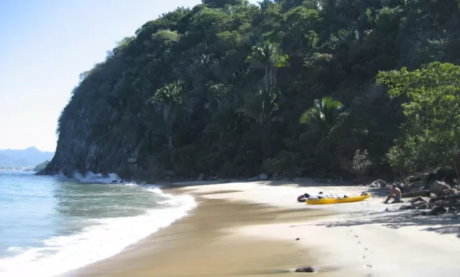 Explore secret beaches on a kayaking excursion from Tailwind Jungle Lodge