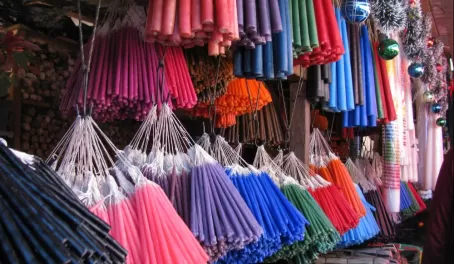 colorful candles for worship in the Chichicastenango market