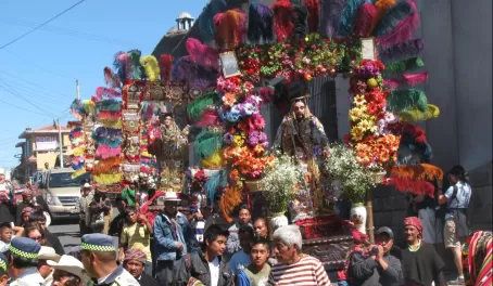 Brotherhood parade at Chichicastenango market