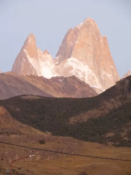 Day 9: Poincenot (left) and Fitz Roy (right) at dawn
