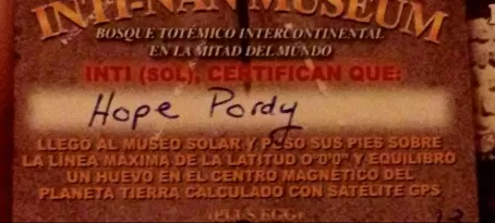 Equatorial Egg Certificate