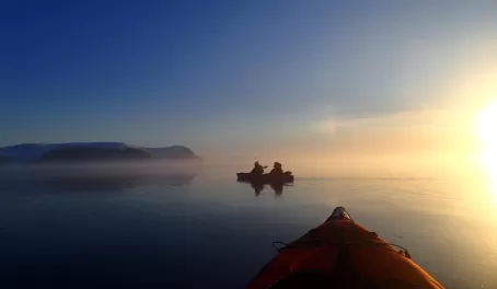 Sunset while kayaking at floe edge