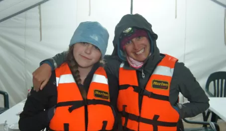 Mother and daughter ready to go whale watching in Magdalena Bay