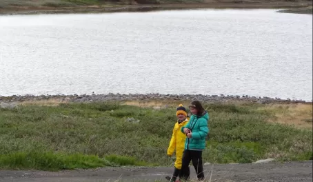 Hailey and Colin strolling in Qeqertarsuaq