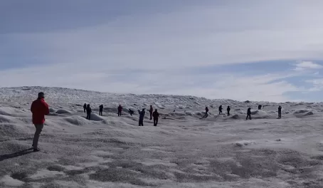 Walking on Greenland ice cap