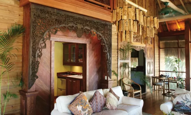 A Balinese-inspired common area at the Turtle Inn Resort