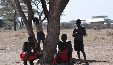 Masai tribe kids by tree