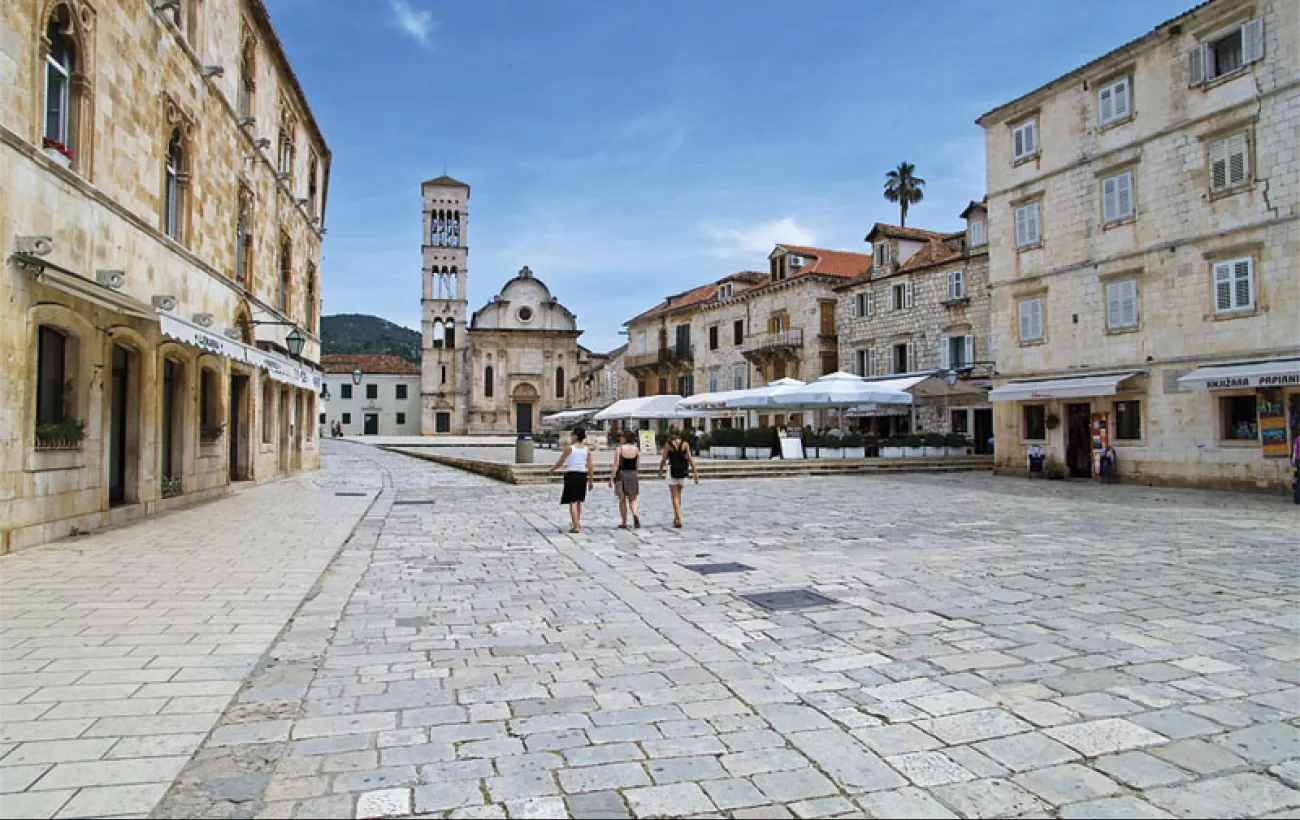 City streets of Hvar, Croatia.