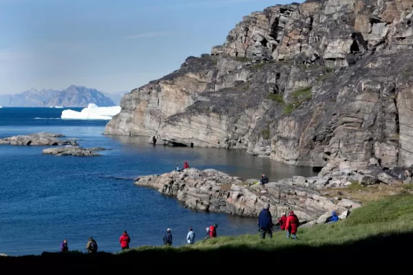 Travelers on the shores of Greenland.