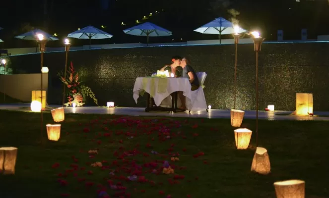 A romantic moon-lit dinner for two at the Lodge at Chaa Creek