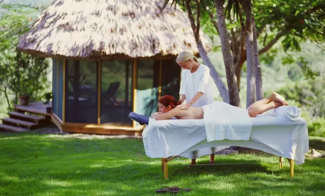 Experience true relaxation in an outdoor massage at the Lodge at Chaa Creek