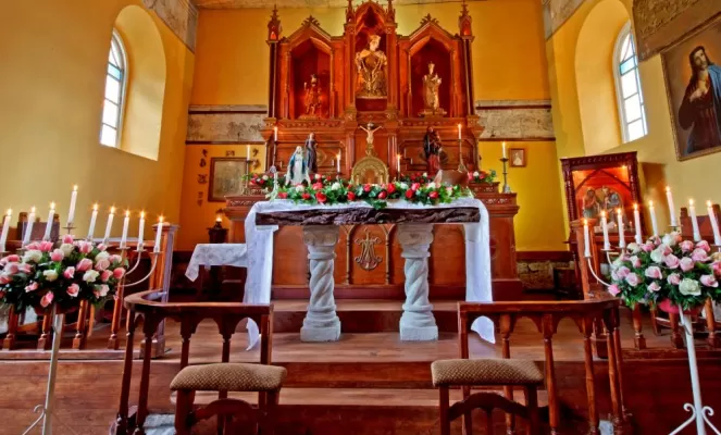 Attend services at the historic chapel on site at La Cienega