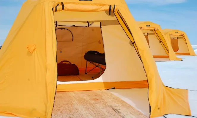 Your warm and comfortable tent at Arctic Kingdom's Tented Safari Camp