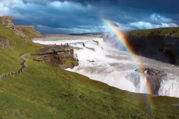 Visit beautiful Gullfoss waterfall in Iceland.