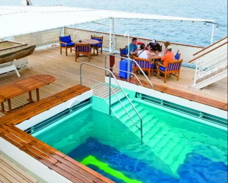 Endeavour's sun deck swimming pool.