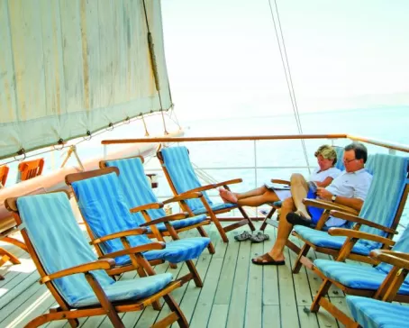 Relax on the sun deck of the Sea Cloud.