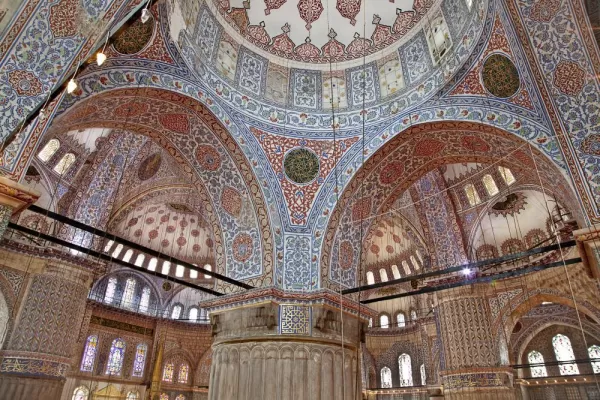 Interior image of the Blue Mosque.