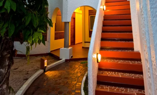 Garden paths lead to your room at Hotel Silberstein