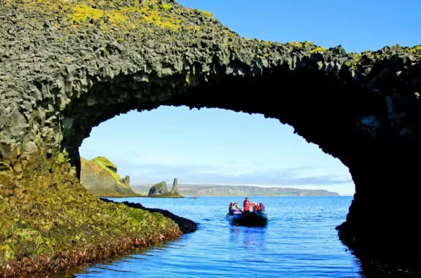 A natural arch of basalt in Iceland.