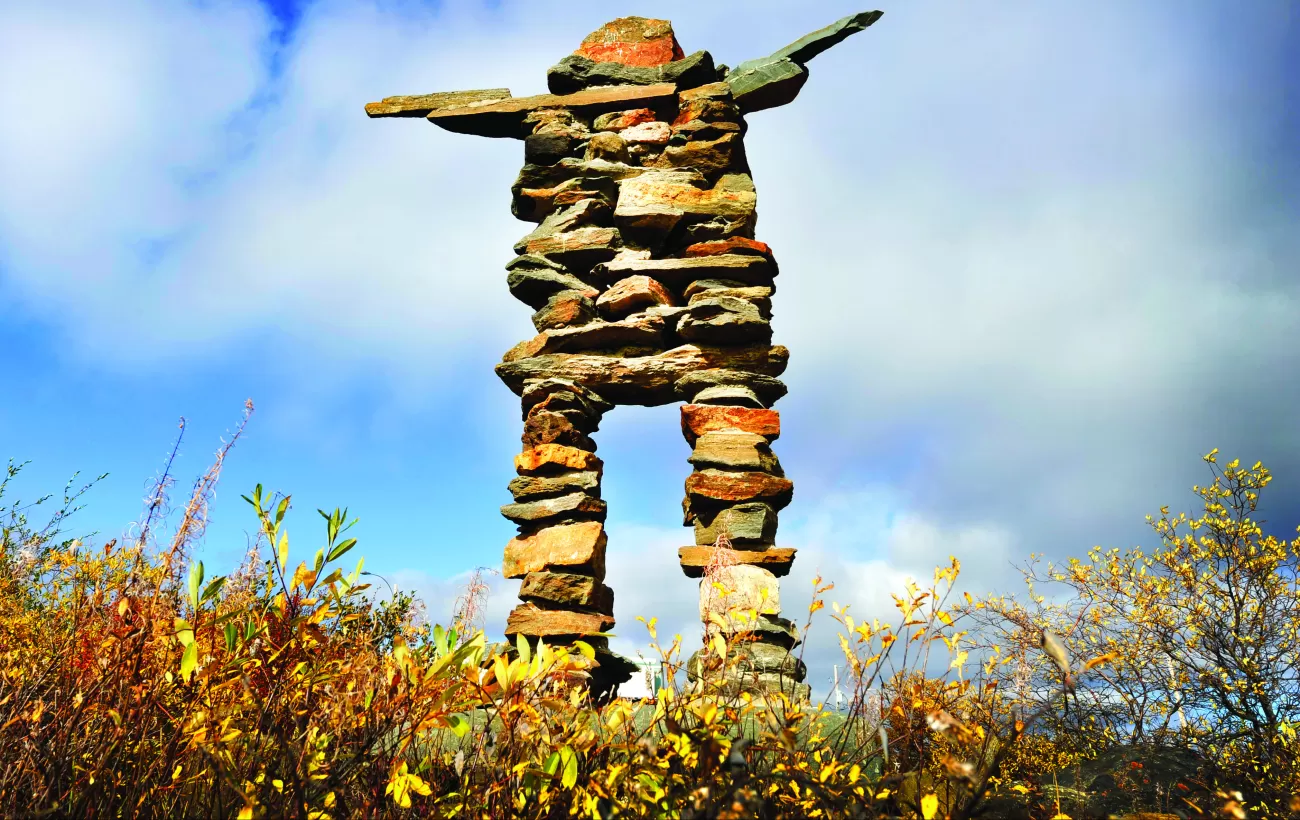 Image of an inuksuk built by the people of the North American arctic.