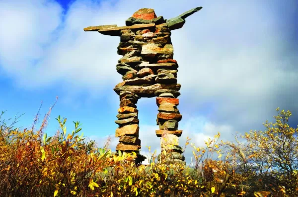Image of an inuksuk built by the people of the North American arctic.