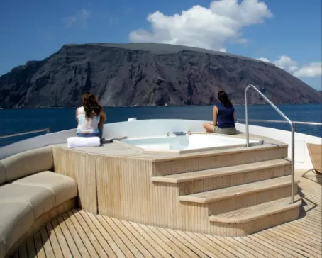 Enjoy the jacuzzi on the deck of the Integrity.